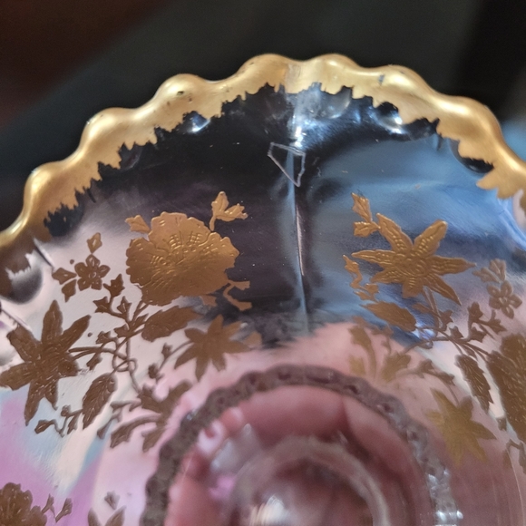 Vintage Cambridge Rose Point Gold Encrusted Individual Size Sugar & Creamer Set - Picture 7 of 7